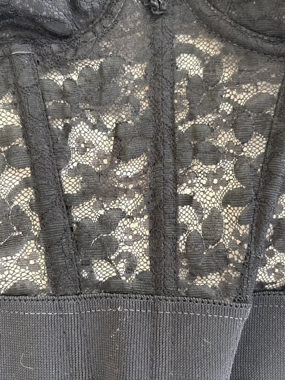 Vintage JC Penney Adonna Black Lace Longline Bustier Bra Underwire Size 36 B - Picture 2 of 8